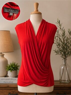 Vince Camuto XL Red Draped Surplice Blouse | Date Night • Office • Dressy Casual